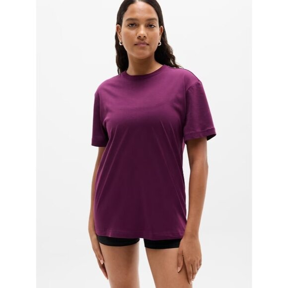 Athleta XL True Cotton Tee Plum X-Large - Picture 1 of 7
